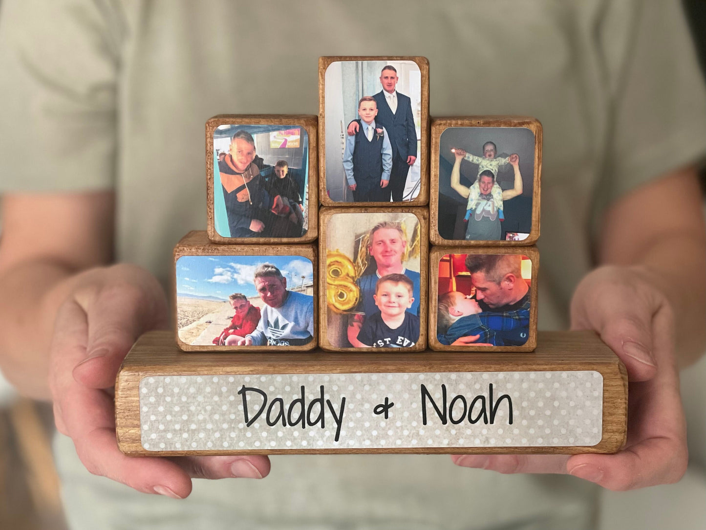 Photo Stacking Blocks, Photo Blocks, Daddy and son, dad gift, photo gift, keepsake, loved one, photo block, wooden blocks,