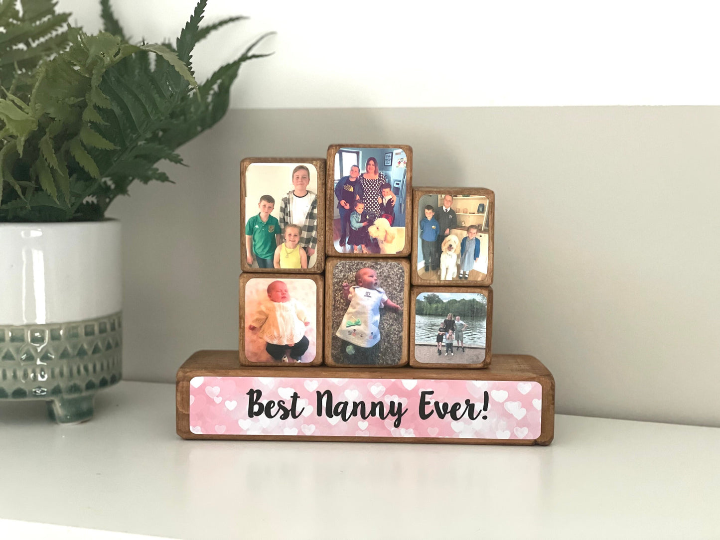 Stacking Photo Blocks Set - Photo Gift, Wooden Photo Block for Nanny