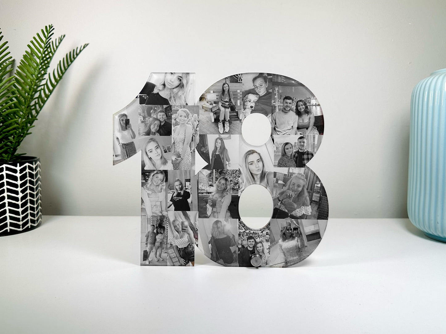 18 Number Photo Collage, Photo Gift, 18th birthday gift for girl or boy