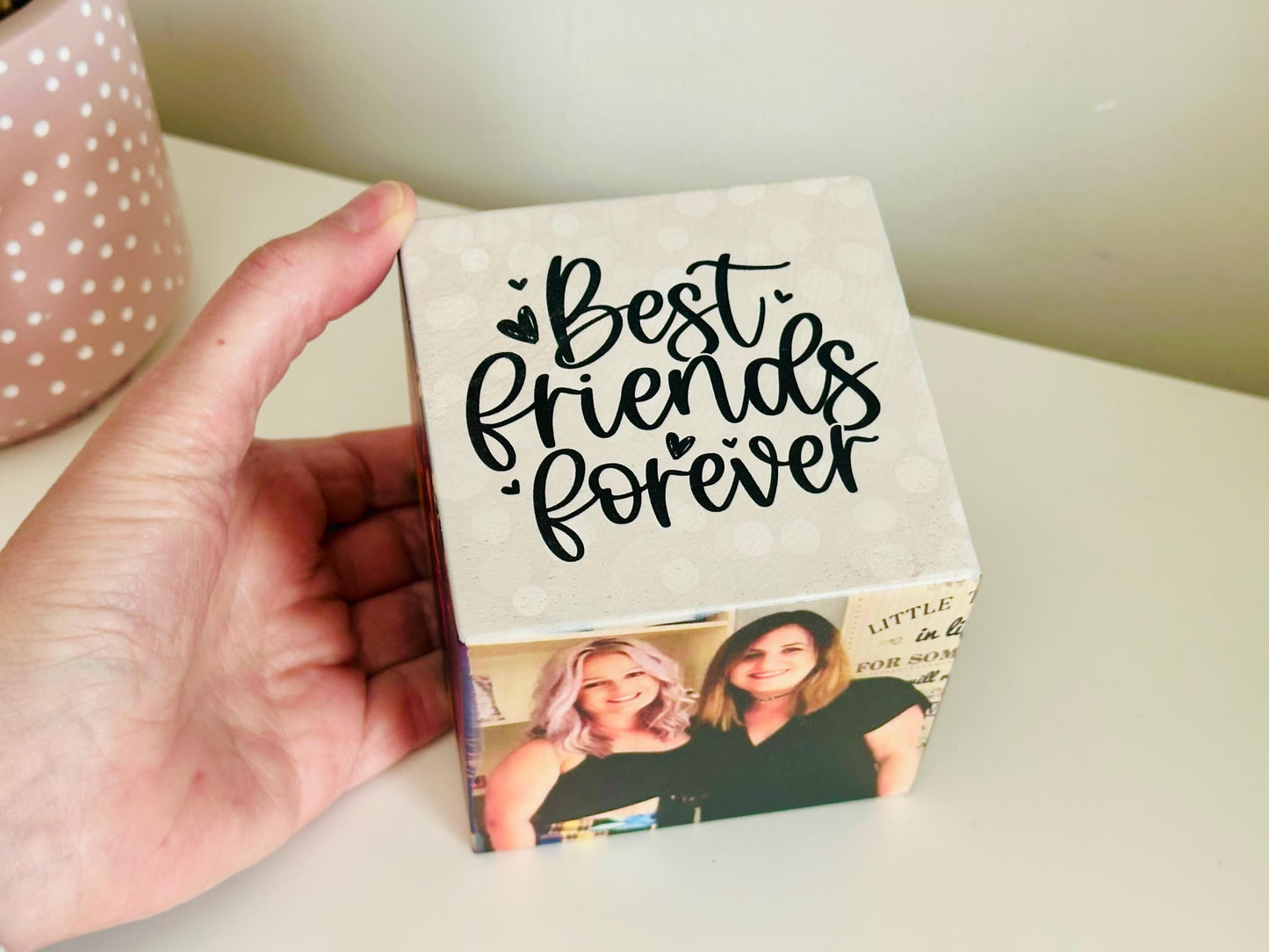Best Friends Forever Photo Cube, Photo Block - Photo Gift Idea, wooden photo block, photo keepsake, wooden block, handmade gift, photo gift,