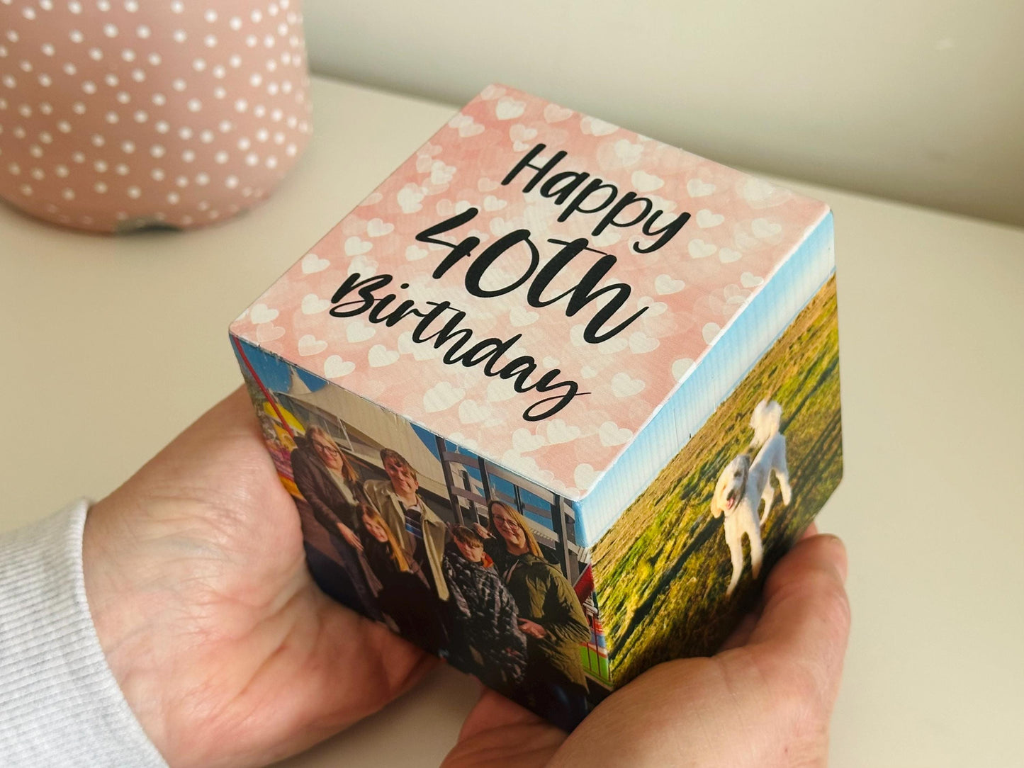 Happy birthday Photo Cube, Photo Block - Photo Gift Idea, wooden photo block, photo keepsake, wooden block, handmade gift, photo gift,