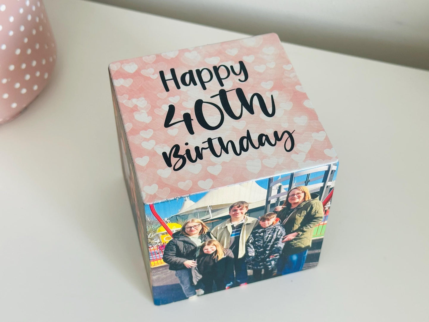 Happy birthday Photo Cube, Photo Block - Photo Gift Idea, wooden photo block, photo keepsake, wooden block, handmade gift, photo gift,