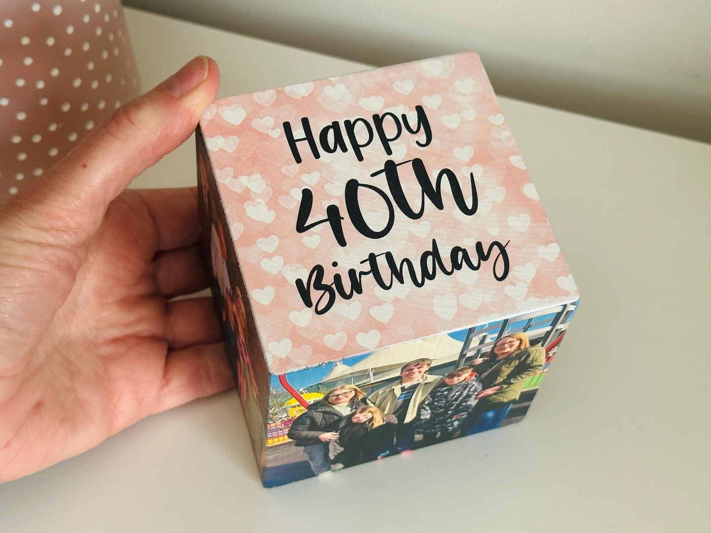 Happy birthday Photo Cube, Photo Block - Photo Gift Idea, wooden photo block, photo keepsake, wooden block, handmade gift, photo gift,