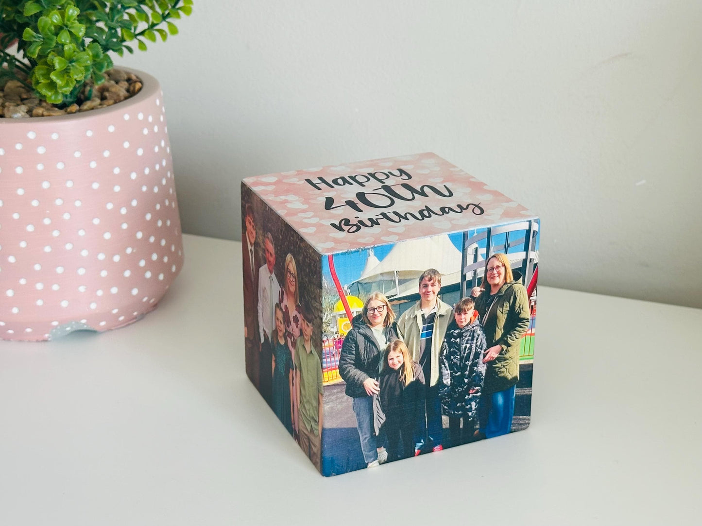 Happy birthday Photo Cube, Photo Block - Photo Gift Idea, wooden photo block, photo keepsake, wooden block, handmade gift, photo gift,