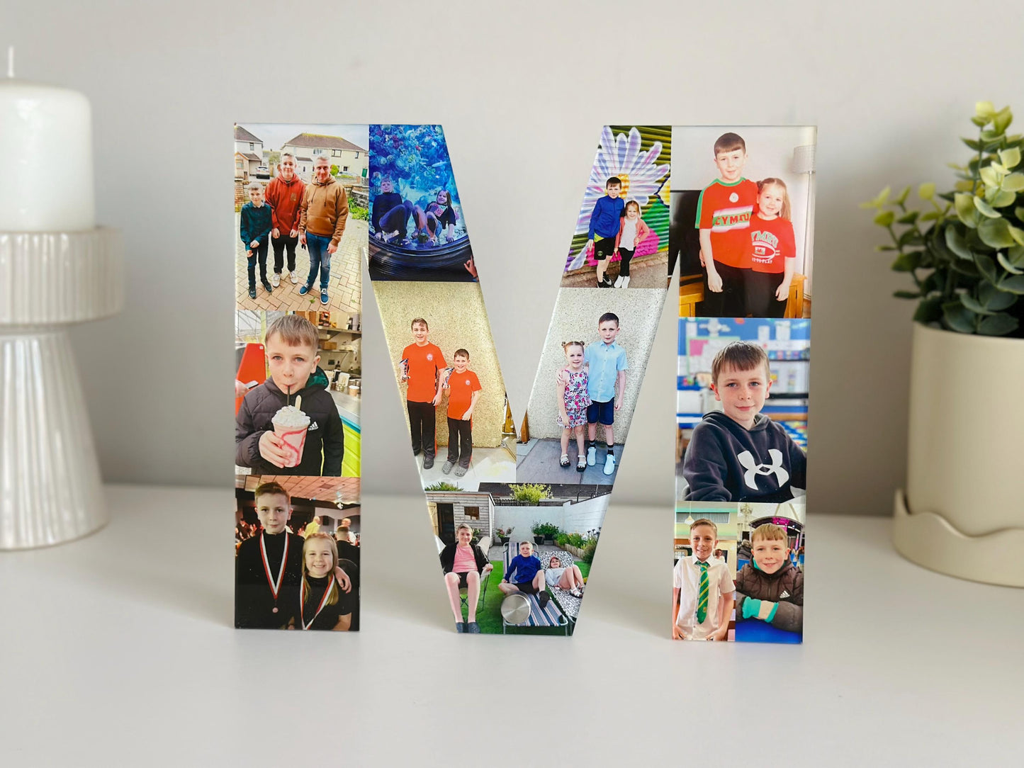 20cm Acrylic Photo Collage Letter, Personalised Initial photo gift