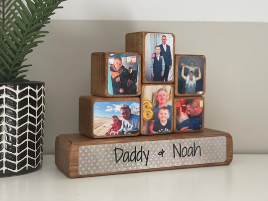 Photo Stacking Blocks, Photo Blocks, Daddy and son, dad gift, photo gift, keepsake, loved one, photo block, wooden blocks,