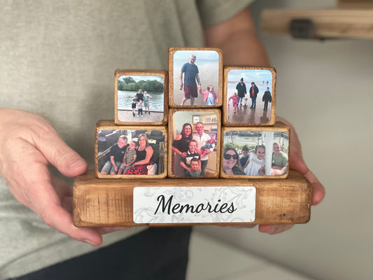 Stacking Photo Blocks Set - Photo Gift, Wooden Photo Block