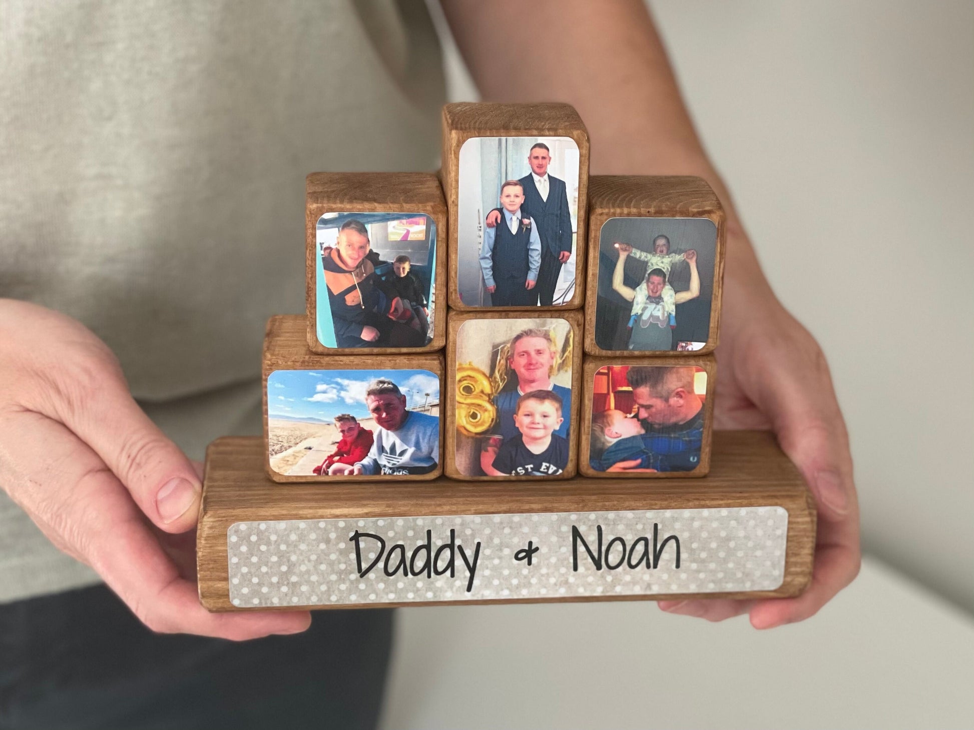 Photo Stacking Blocks, Photo Blocks, Daddy and son, dad gift, photo gift, keepsake, loved one, photo block, wooden blocks,