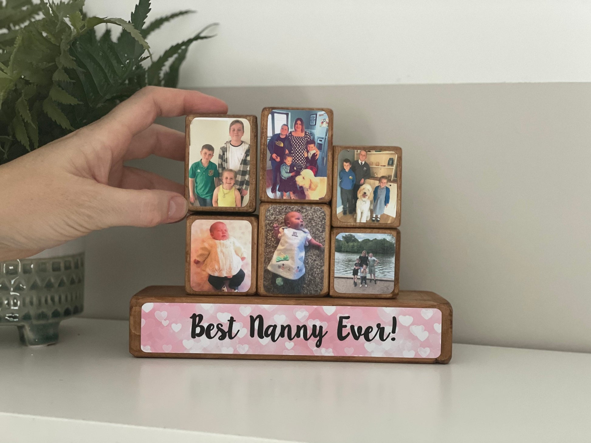 Stacking Photo Blocks Set - Photo Gift, Wooden Photo Block for Nanny