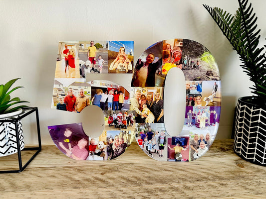 Double Photo Number, Photo Collage, Birthday Gift, Photo Gift, Photo letter, Personalised gift,