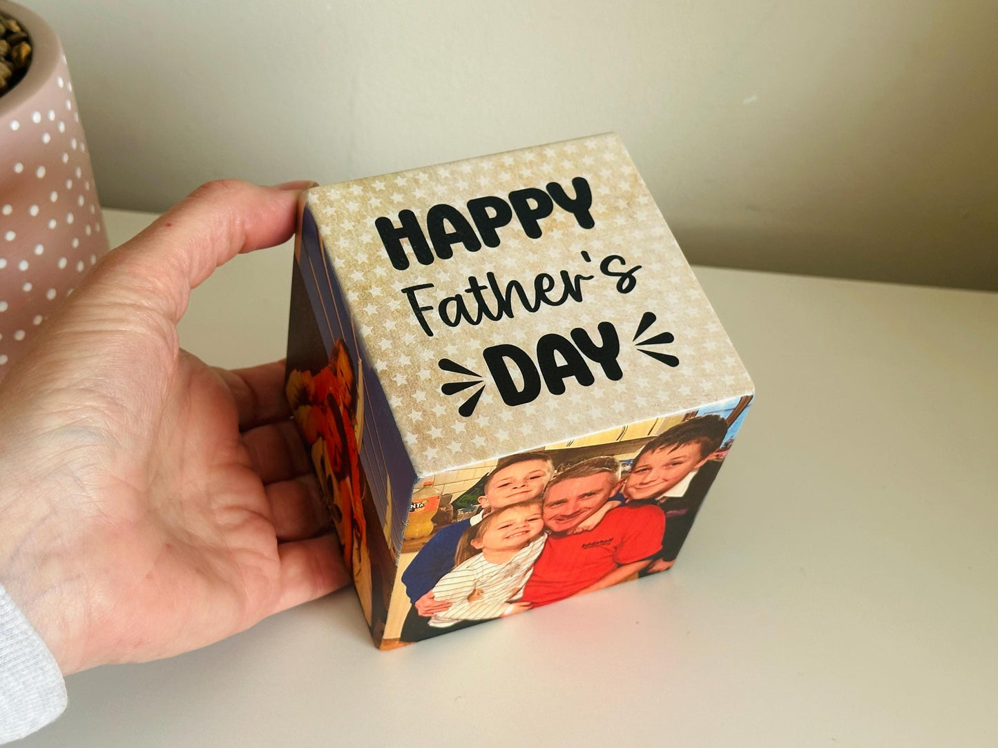 Happy Father’s Day Photo Cube, Photo Block - Photo Gift Idea, wooden photo block, photo keepsake, wooden block, handmade gift, photo gift,
