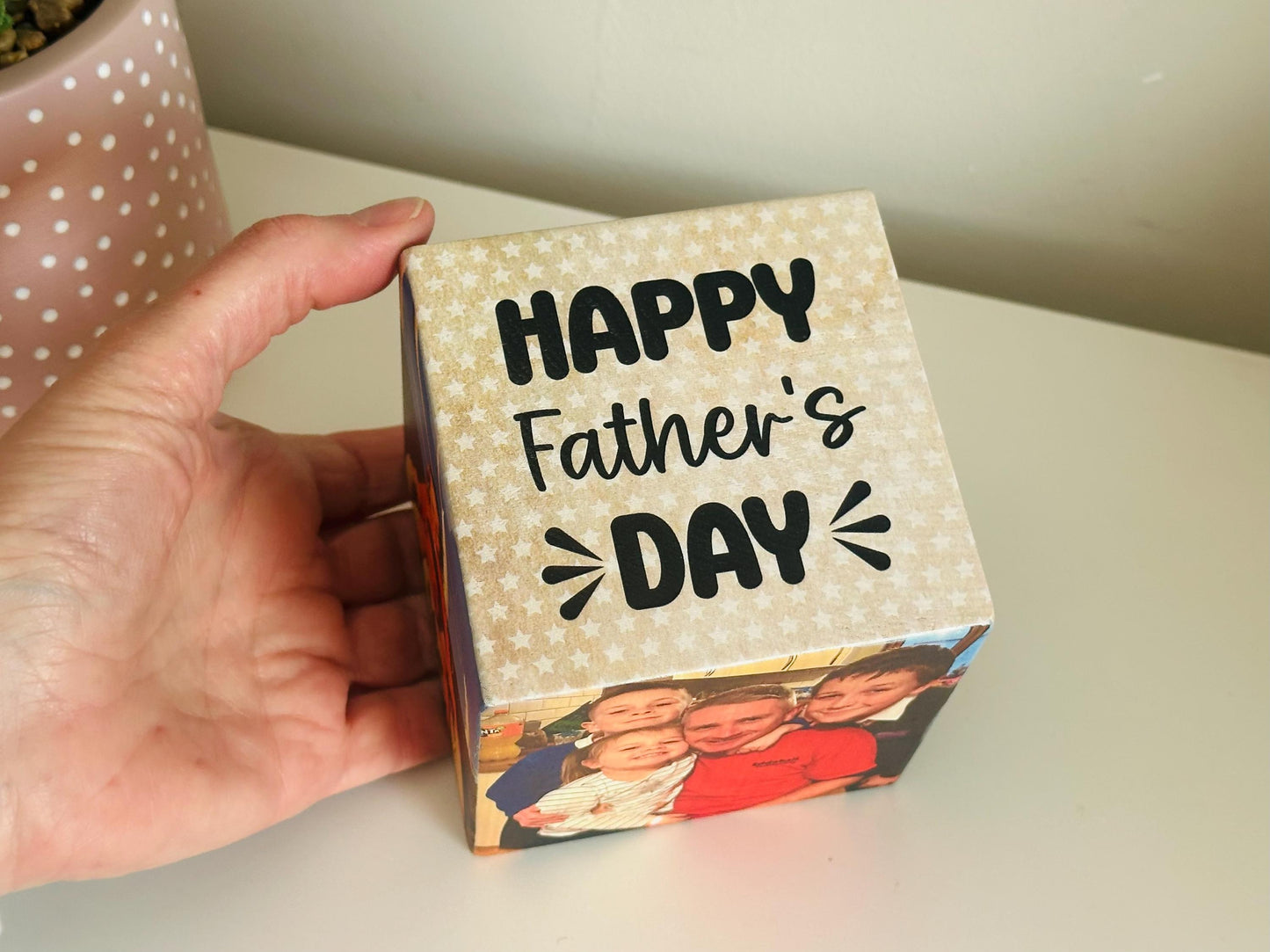 Happy Father’s Day Photo Cube, Photo Block - Photo Gift Idea, wooden photo block, photo keepsake, wooden block, handmade gift, photo gift,