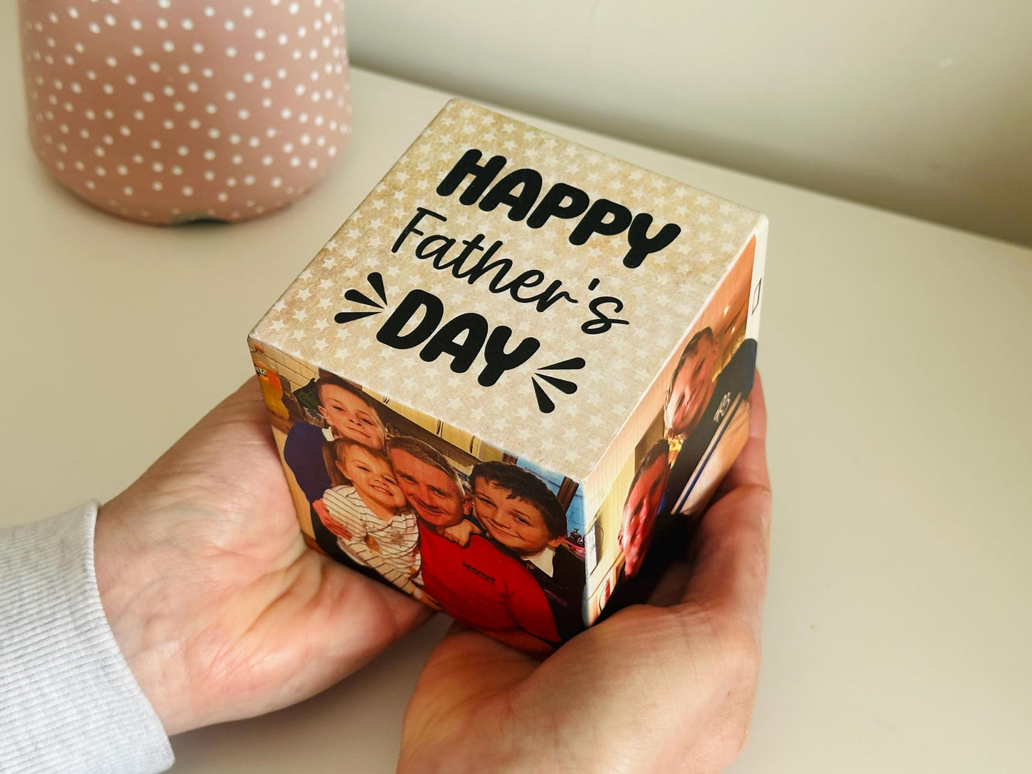 Happy Father’s Day Photo Cube, Photo Block - Photo Gift Idea, wooden photo block, photo keepsake, wooden block, handmade gift, photo gift,