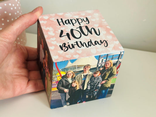 Happy birthday Photo Cube, Photo Block - Photo Gift Idea, wooden photo block, photo keepsake, wooden block, handmade gift, photo gift,